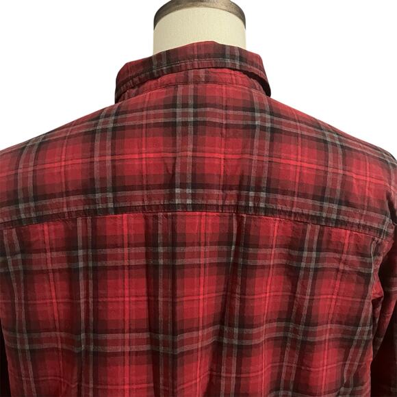Columbia | Men's Red Black Plaid 100% Cotton Long Sleeve Button Down Sz XL - Picture 4 of 5